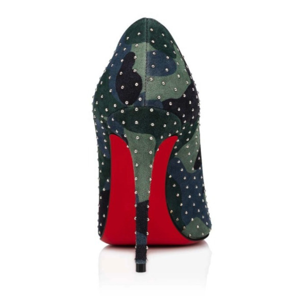 Christian Louboutin Kate Plume 100 Camo Blue Green Suede Classic Heel Pump 38.5 - Picture 10 of 12